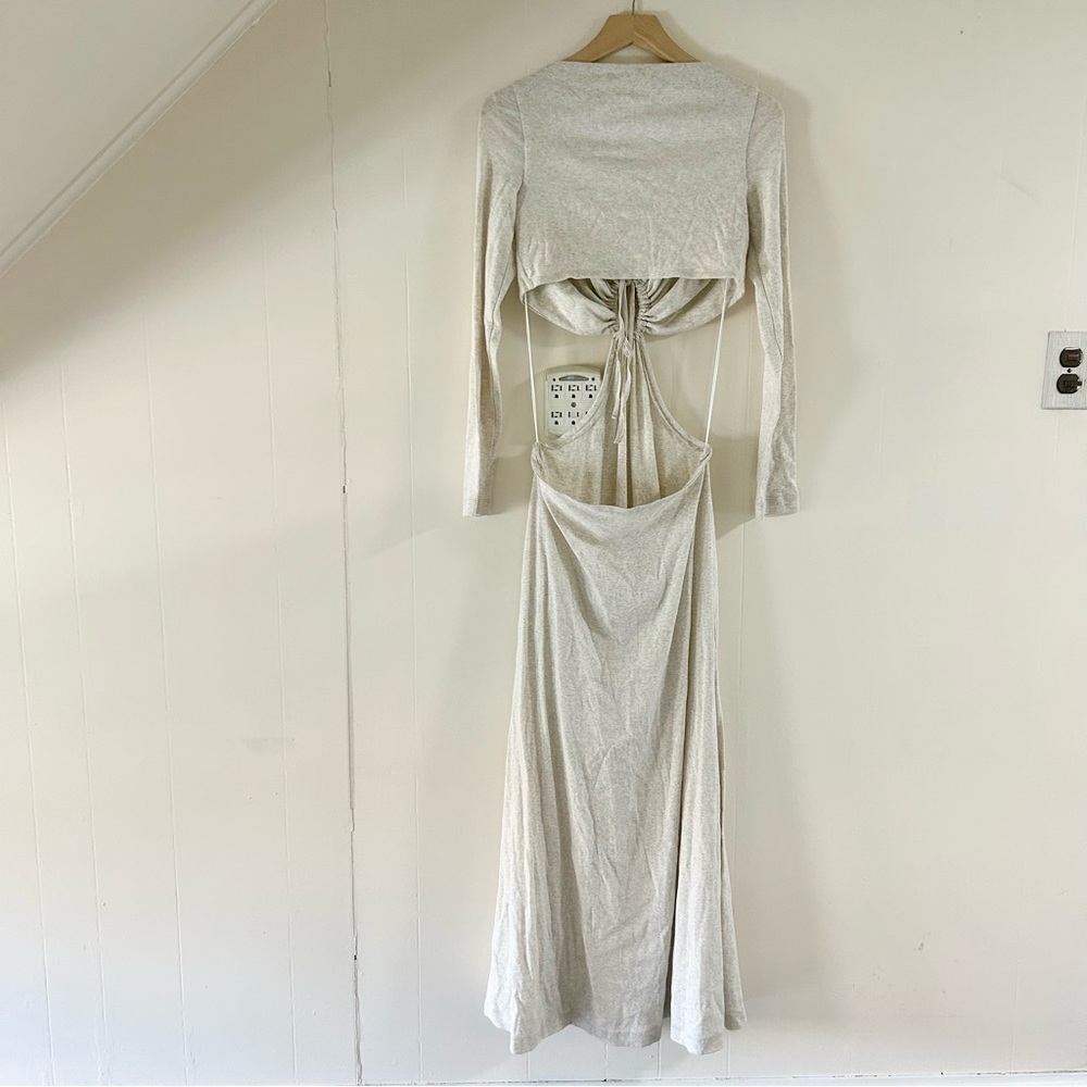 Rosetta Getty Ruched Cutout Cotton-Jersey Maxi Dress in Light Grey Melange sz M - Picture 5 of 6